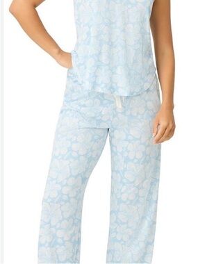 NWT PJ Salvage Jersey Pajamas Ice Blue Tropical Hibiscus Pajama Set Large